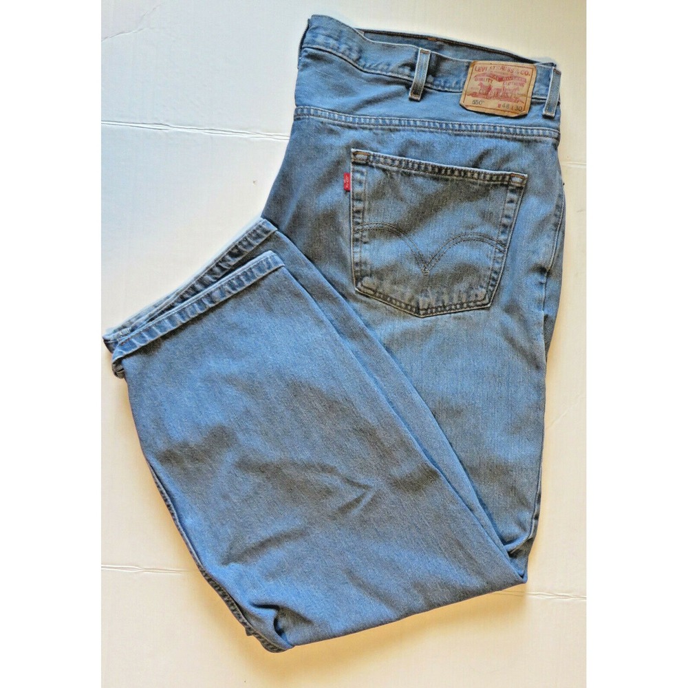 Mens Levis 550 Relaxed Fit Denim Jeans 48 X 30 Light Wash